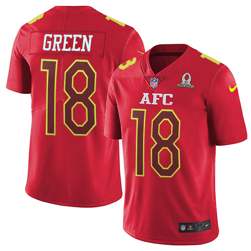 Nike Bengals #18 A.J. Green Red Men's Stitched NFL Limited AFC Pro Bowl Jersey